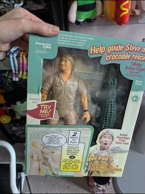 Vintage Steve Irwin Talking Action Figure & Crocodile Rescue